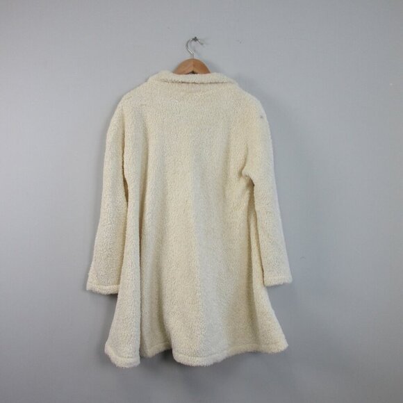 Dudley Stephens Women's Fleece Coat Jacket M Ivory Pockets Fuzzy Cozy Luxury 844 - Picture 2 of 12